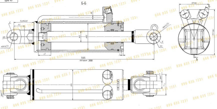Гидроцилиндр навески ЮМЗ ЦС 100 нового обрасца навески (рогатый). ГЦ100х40х200.515 с пальцами ц100х40 ЮМЗ фото